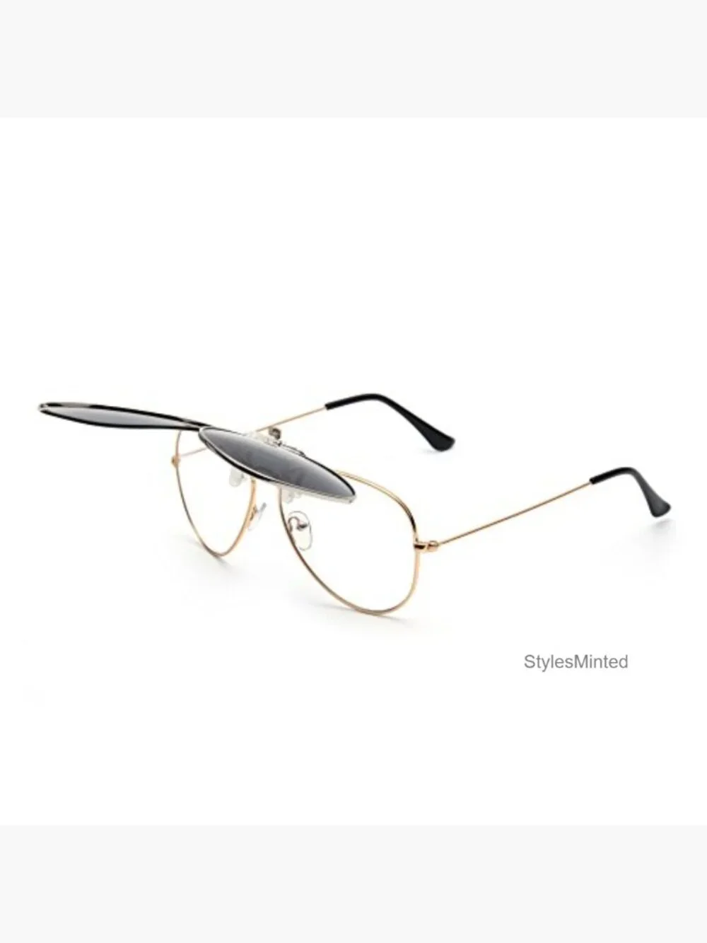 Retro Clip On Aviator Sunglasses Polarized Flip Up Lenses Driving Eyewear